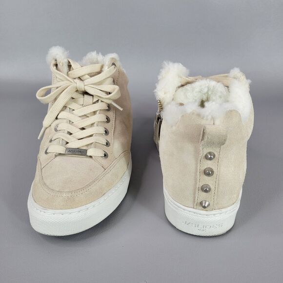 J/SLIDES Leslie Shearling Trim Suede Leather Mid Top Sneakers Size 7 Women's - Picture 15 of 15